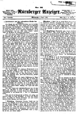 Nürnberger Anzeiger Mittwoch 2. April 1862