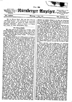 Nürnberger Anzeiger Montag 7. April 1862