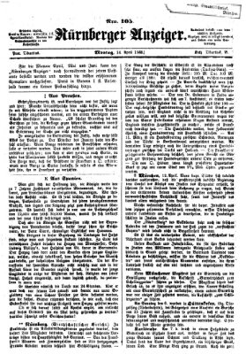 Nürnberger Anzeiger Montag 14. April 1862