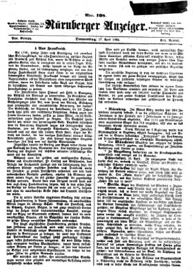 Nürnberger Anzeiger Donnerstag 17. April 1862