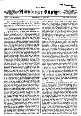 Nürnberger Anzeiger Mittwoch 11. Juni 1862