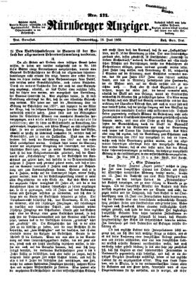 Nürnberger Anzeiger Donnerstag 19. Juni 1862