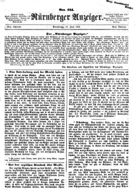 Nürnberger Anzeiger Sonntag 22. Juni 1862