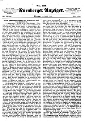 Nürnberger Anzeiger Montag 18. August 1862