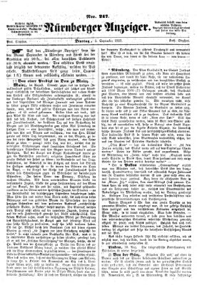 Nürnberger Anzeiger Dienstag 2. September 1862