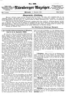 Nürnberger Anzeiger Mittwoch 17. September 1862