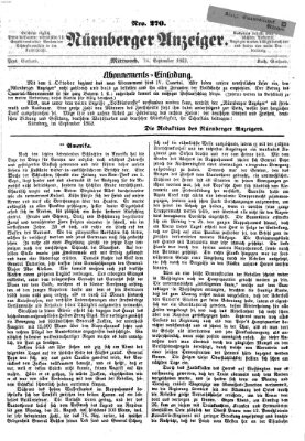 Nürnberger Anzeiger Mittwoch 24. September 1862