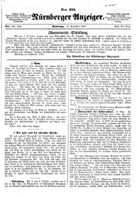 Nürnberger Anzeiger Samstag 27. September 1862