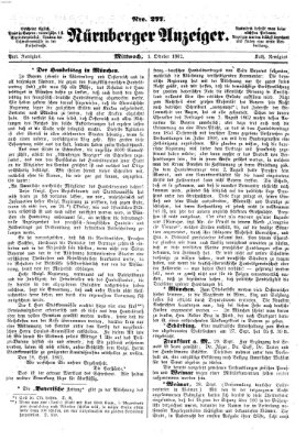 Nürnberger Anzeiger Mittwoch 1. Oktober 1862