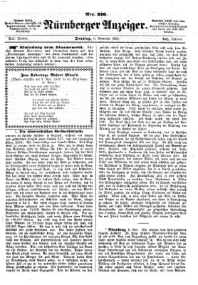 Nürnberger Anzeiger Sonntag 9. November 1862