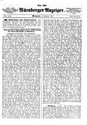 Nürnberger Anzeiger Mittwoch 12. November 1862