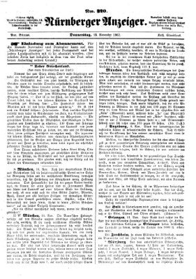 Nürnberger Anzeiger Donnerstag 13. November 1862