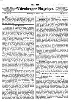 Nürnberger Anzeiger Sonntag 30. November 1862