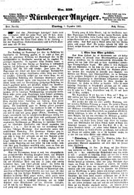 Nürnberger Anzeiger Dienstag 2. Dezember 1862