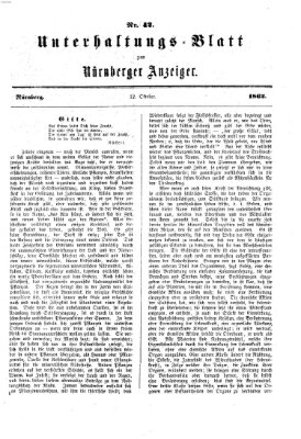 Nürnberger Anzeiger Sonntag 12. Oktober 1862