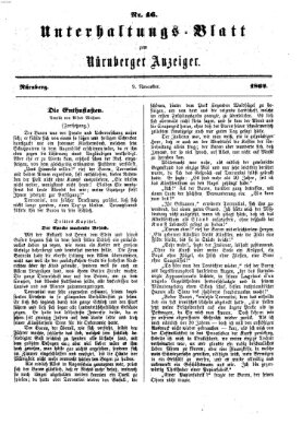 Nürnberger Anzeiger Sonntag 9. November 1862