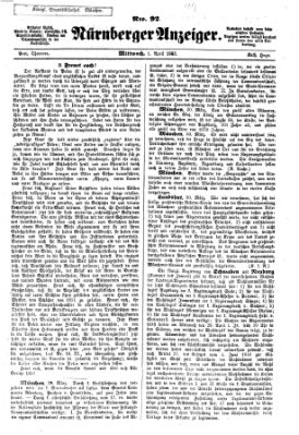 Nürnberger Anzeiger Mittwoch 1. April 1863