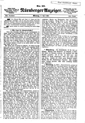 Nürnberger Anzeiger Montag 27. April 1863