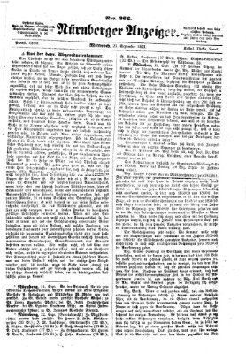 Nürnberger Anzeiger Mittwoch 23. September 1863