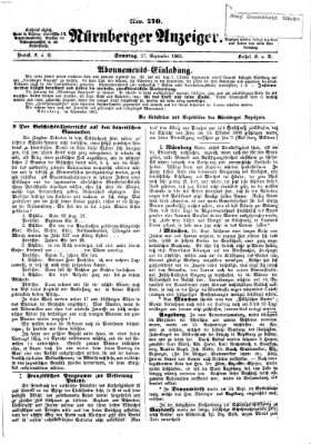 Nürnberger Anzeiger Sonntag 27. September 1863