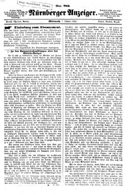 Nürnberger Anzeiger Mittwoch 7. Oktober 1863