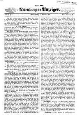 Nürnberger Anzeiger Donnerstag 12. November 1863