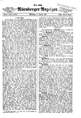 Nürnberger Anzeiger Montag 21. Dezember 1863