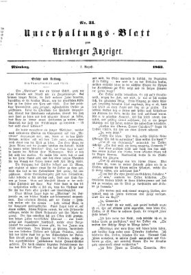 Nürnberger Anzeiger Sonntag 2. August 1863