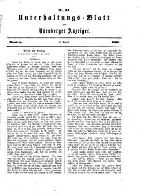 Nürnberger Anzeiger Sonntag 23. August 1863