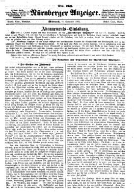 Nürnberger Anzeiger Mittwoch 21. September 1864