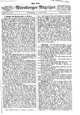 Nürnberger Anzeiger Donnerstag 24. November 1864