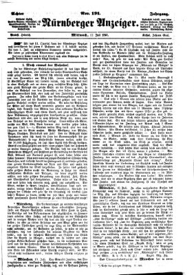 Nürnberger Anzeiger Mittwoch 12. Juli 1865