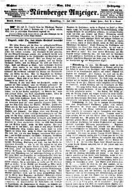 Nürnberger Anzeiger Samstag 15. Juli 1865