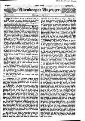 Nürnberger Anzeiger Montag 31. Juli 1865