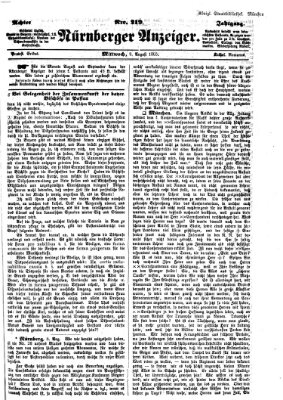 Nürnberger Anzeiger Mittwoch 9. August 1865