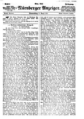 Nürnberger Anzeiger Donnerstag 31. August 1865