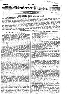 Nürnberger Anzeiger Mittwoch 20. September 1865