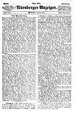 Nürnberger Anzeiger Mittwoch 4. Oktober 1865