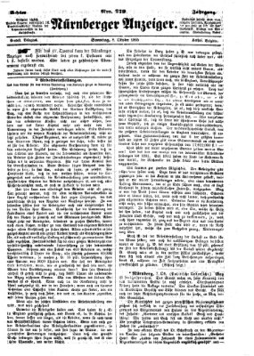 Nürnberger Anzeiger Sonntag 8. Oktober 1865