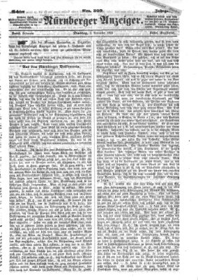 Nürnberger Anzeiger Dienstag 7. November 1865