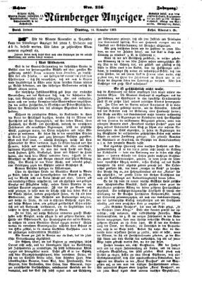 Nürnberger Anzeiger Dienstag 14. November 1865