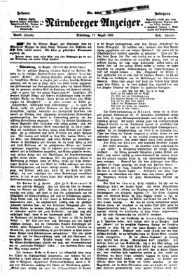 Nürnberger Anzeiger Dienstag 13. August 1867