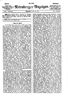 Nürnberger Anzeiger Sonntag 6. Oktober 1867