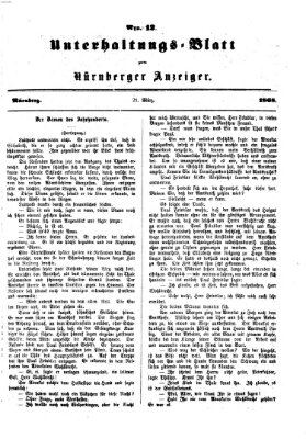 Nürnberger Anzeiger. Unterhaltungs-Blatt (Nürnberger Anzeiger) Samstag 21. März 1868