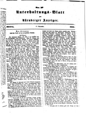 Nürnberger Anzeiger. Unterhaltungs-Blatt (Nürnberger Anzeiger) Sonntag 27. September 1868