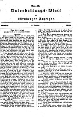 Nürnberger Anzeiger. Unterhaltungs-Blatt (Nürnberger Anzeiger) Sonntag 15. November 1868