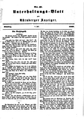 Nürnberger Anzeiger. Unterhaltungs-Blatt (Nürnberger Anzeiger) Sonntag 4. Juli 1869