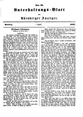 Nürnberger Anzeiger. Unterhaltungs-Blatt (Nürnberger Anzeiger) Sonntag 1. August 1869