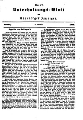 Nürnberger Anzeiger. Unterhaltungs-Blatt (Nürnberger Anzeiger) Sonntag 21. November 1869