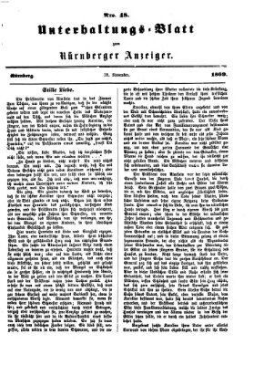 Nürnberger Anzeiger. Unterhaltungs-Blatt (Nürnberger Anzeiger) Sunday 28. November 1869